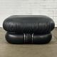 Okay armchair by Adriano Piazzesi in black leather with ottoman