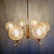 Brass chandelier with amber cracked glass globes, 1950s-60s