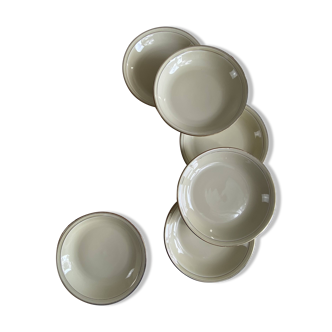 6 deep plates, antique porcelain from Limoges, old royal factory.