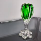 Sommerso green candle holder by Flavio Poli for Seguso, Murano glass, Italy, 1970