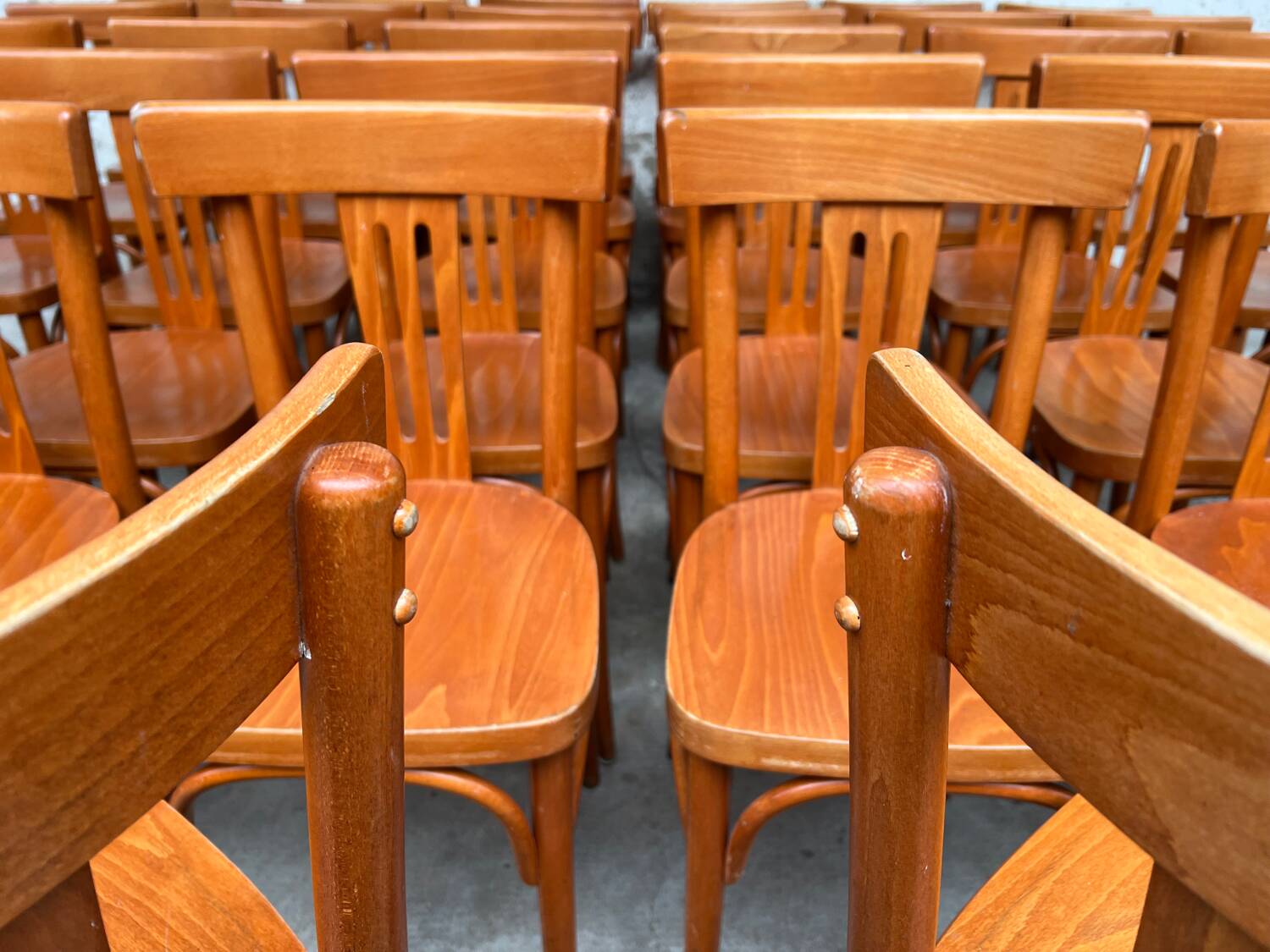 Set of 32 vintage bistro chairs