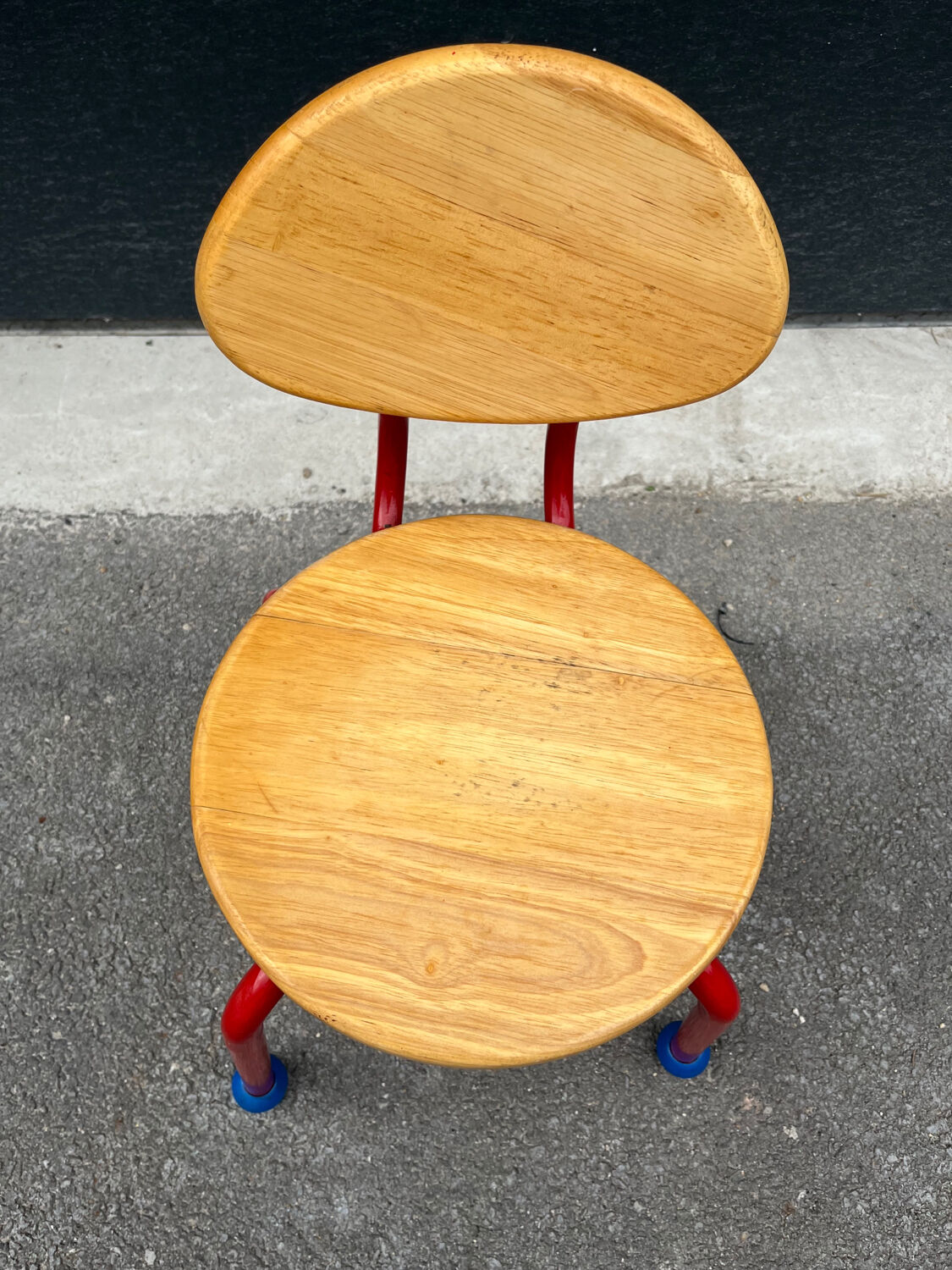 IKEA 90s wooden and metal children's chair and stool | Selency