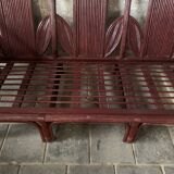 Pencil reed rattan bamboo coastal palm leaf bench sofa, Vivai del Sud 1970s