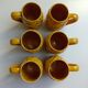 Handmade yellow pineapple mugs signed Kerangol made in Portugal.