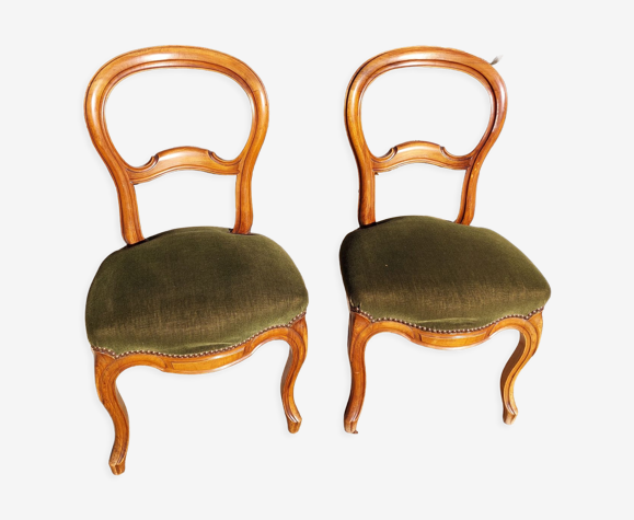 Paire de chaises velours kaki