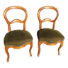 Pair of khaki velvet chairs