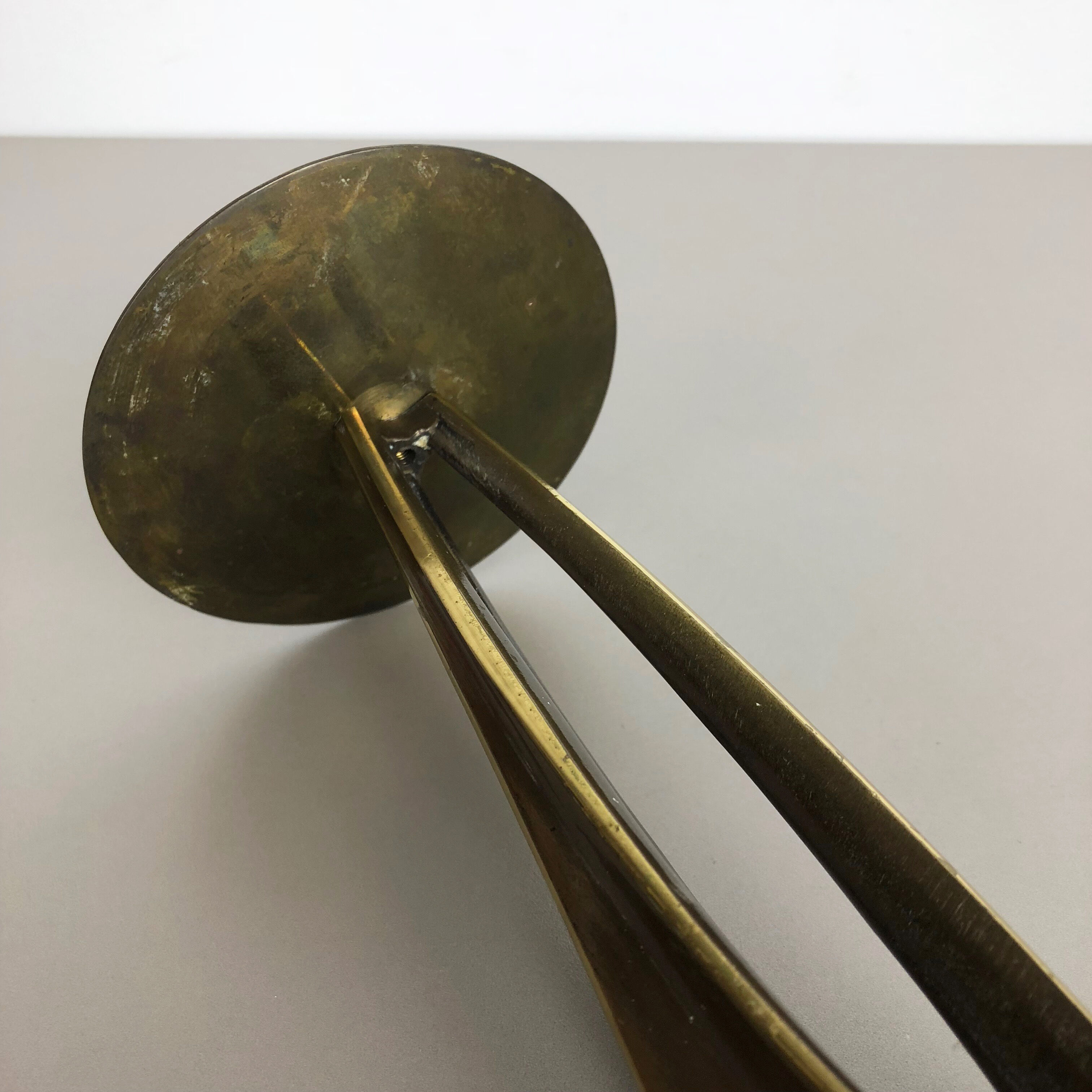 Brutalist Brass Metal Candleholder by Klaus Ullrich for Faber & Schumacher 1950s