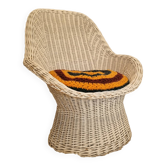 Fauteuil rotin vintage blanc