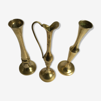 Trio of brass soliflores