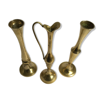 Trio of brass soliflores