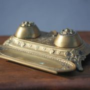 Encrier bronze Carpe diem, encrier rocaille, déco bureau, collection, inkwell
