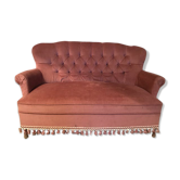Sofa padded in old pink velvet