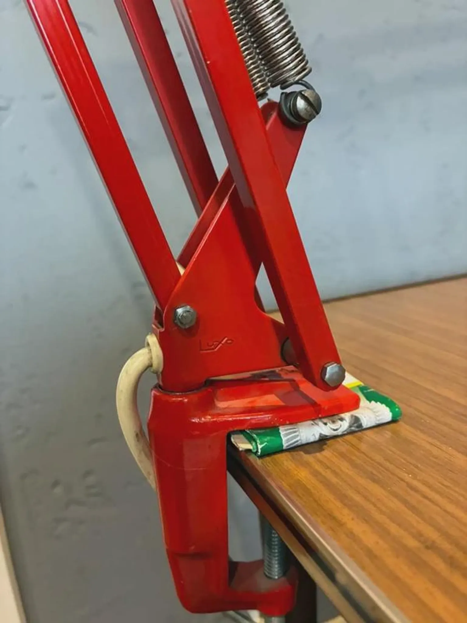 Luxo L-1 architect desk lamp by Jacob Jacobsen, red, 1960s
