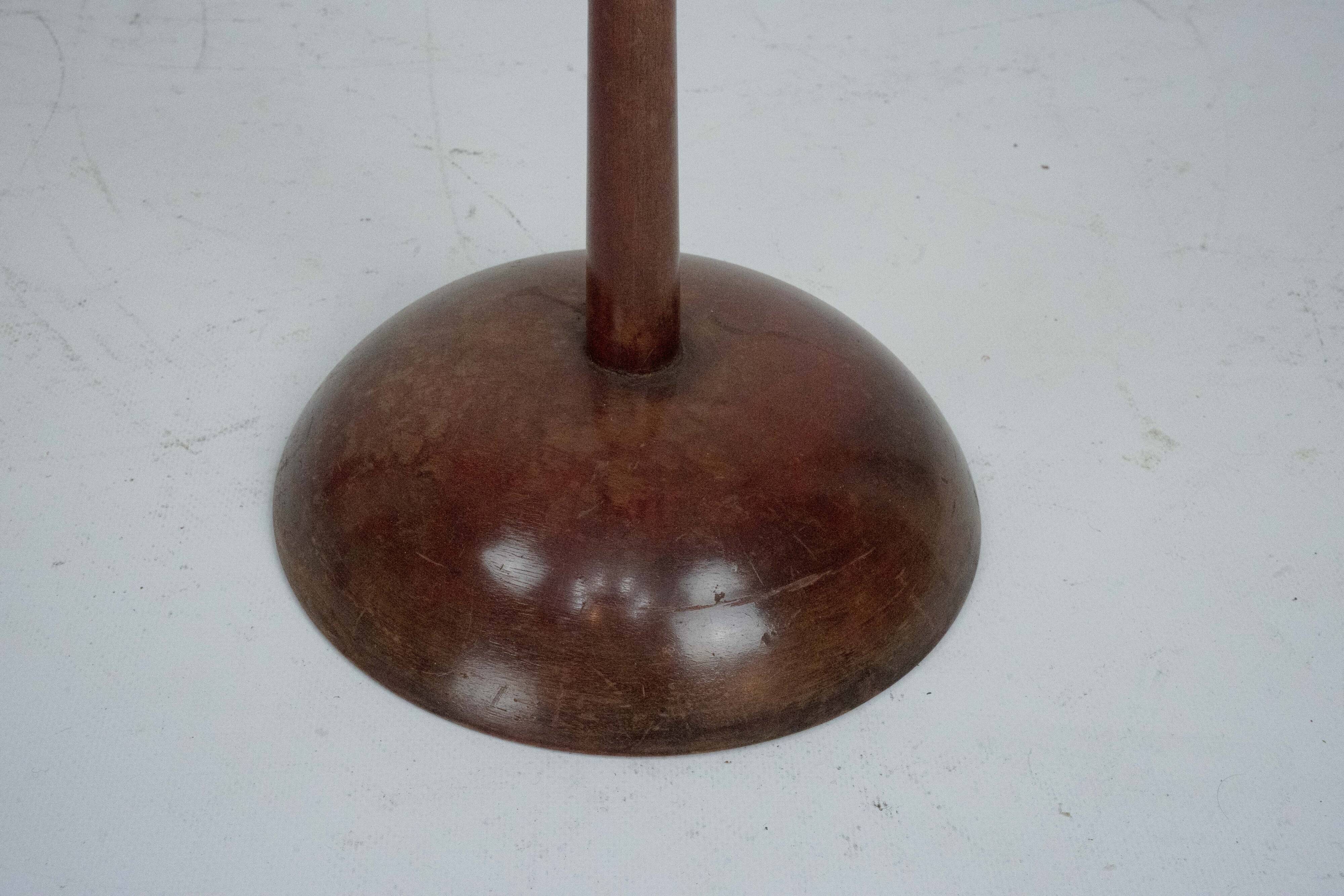 Vintage Wooden Ashtray Stand with Braided Leather Handle. Italy 1950s