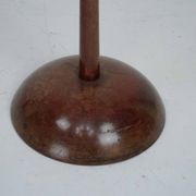 Vintage Wooden Ashtray Stand with Braided Leather Handle. Italy 1950s