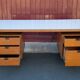 Wood desk and black metal structure with melamine top, Charron Edition, large office 2 boxes
