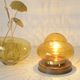 Vintage table lamp rustic desk light amber glass mushroom lamp 1970