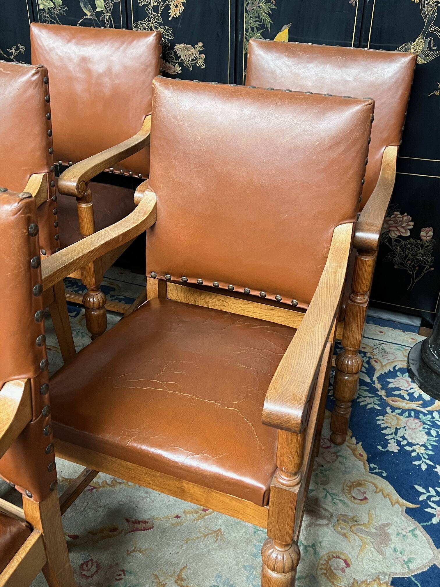 Set of 8 Renaissance-style armchairs.