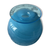 Turquoise blown glass round vase - signed - in the style of Clichy