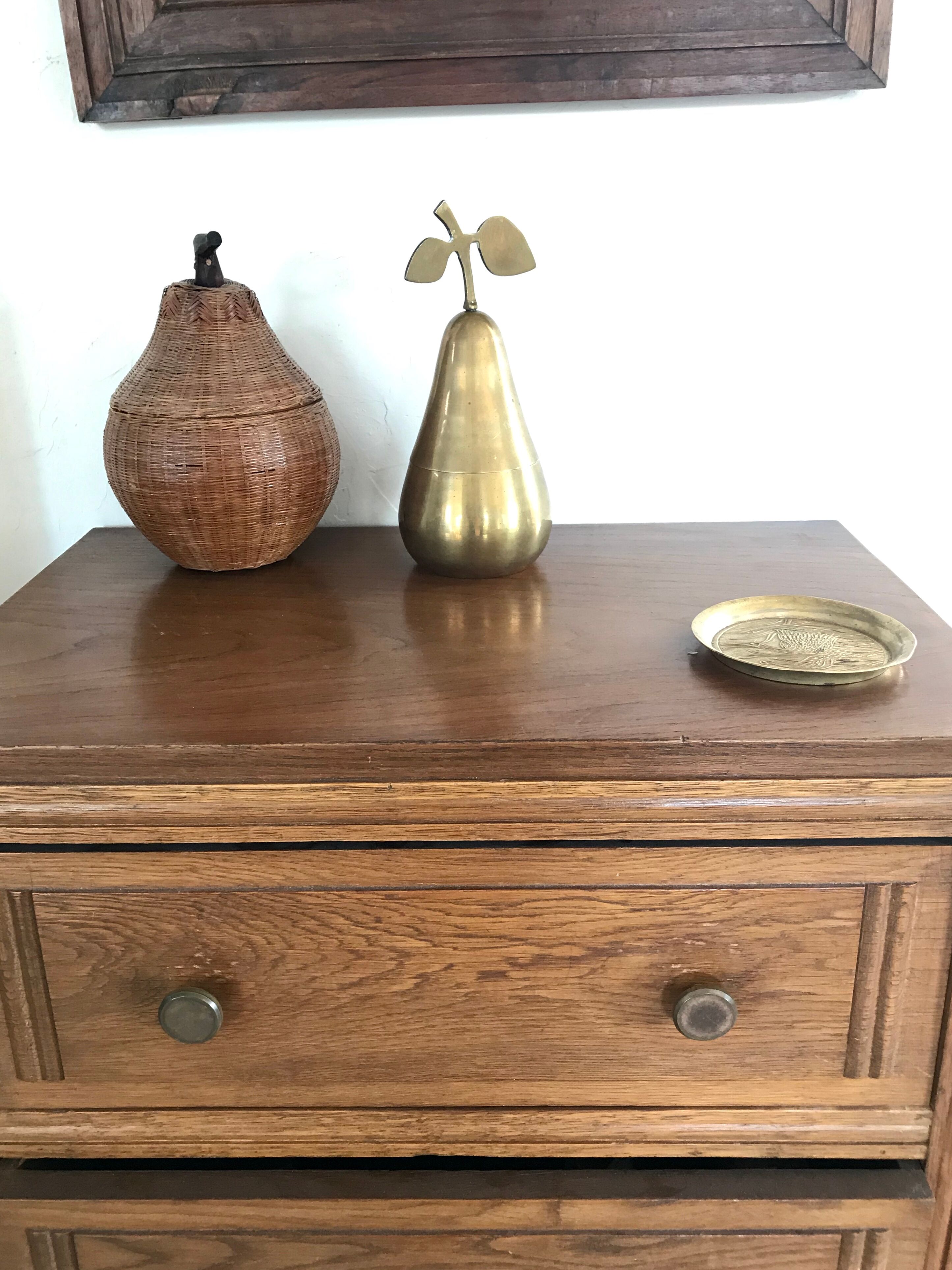 Void pear pocket vintage brass