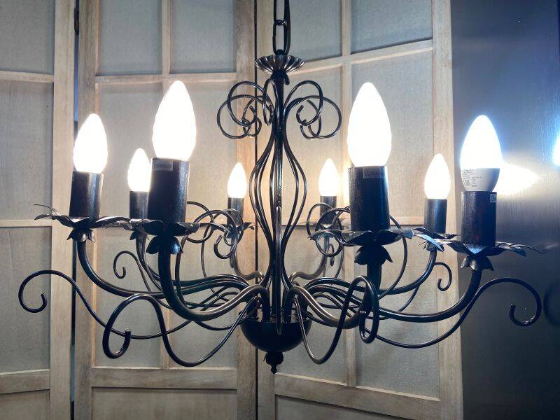 Old large chandelier ceiling light wrought iron popular art deco retro antique france