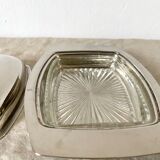 Silver metal butter dish
