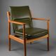 Fauteuil danois moderne du milieu du siècle, vert olive, modèle 431 par Arne Vodder