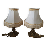 2 bronze bedside lamps