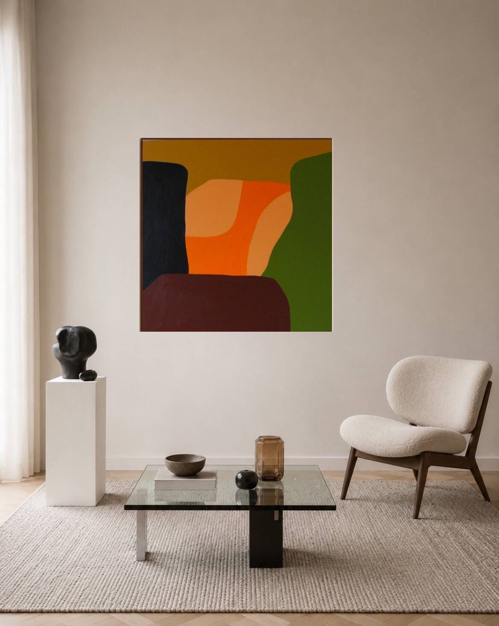 Art abstrait moderne signé 80x80cm