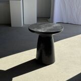 Black solid mango side table (monoxyle) with conical legs