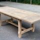 Extensible farmhouse dining table stripped in raw solid oak from the 1970s.