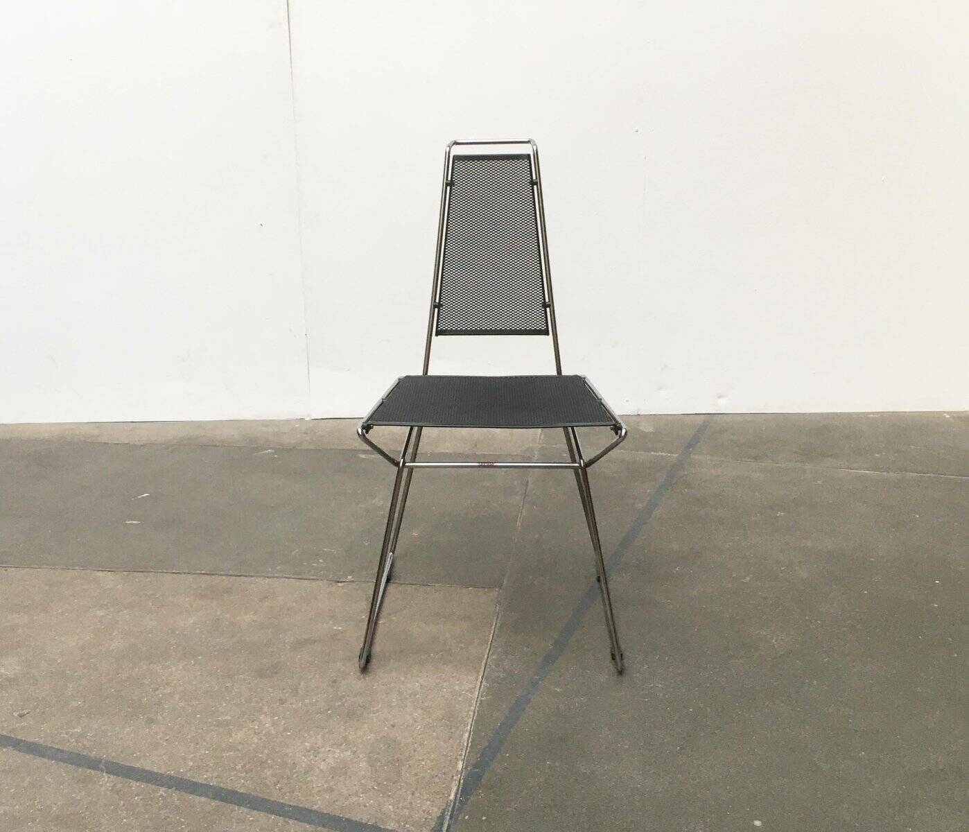 Postmodern vintage metal side chair by Rolf Rahmlow, 1980s