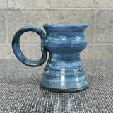 Blue vase with handle Lucette Pillet DlG Blin