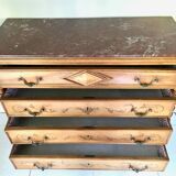 Chest of drawers in oak and pink marble 50s
