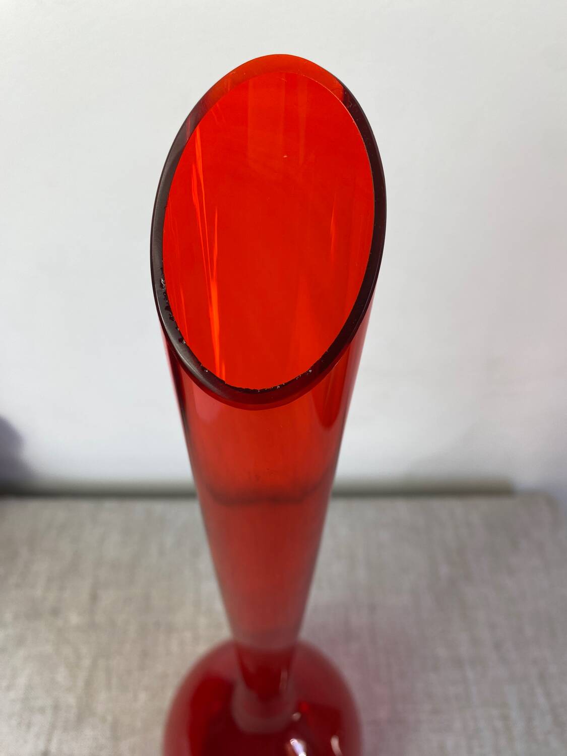 Red glass vase