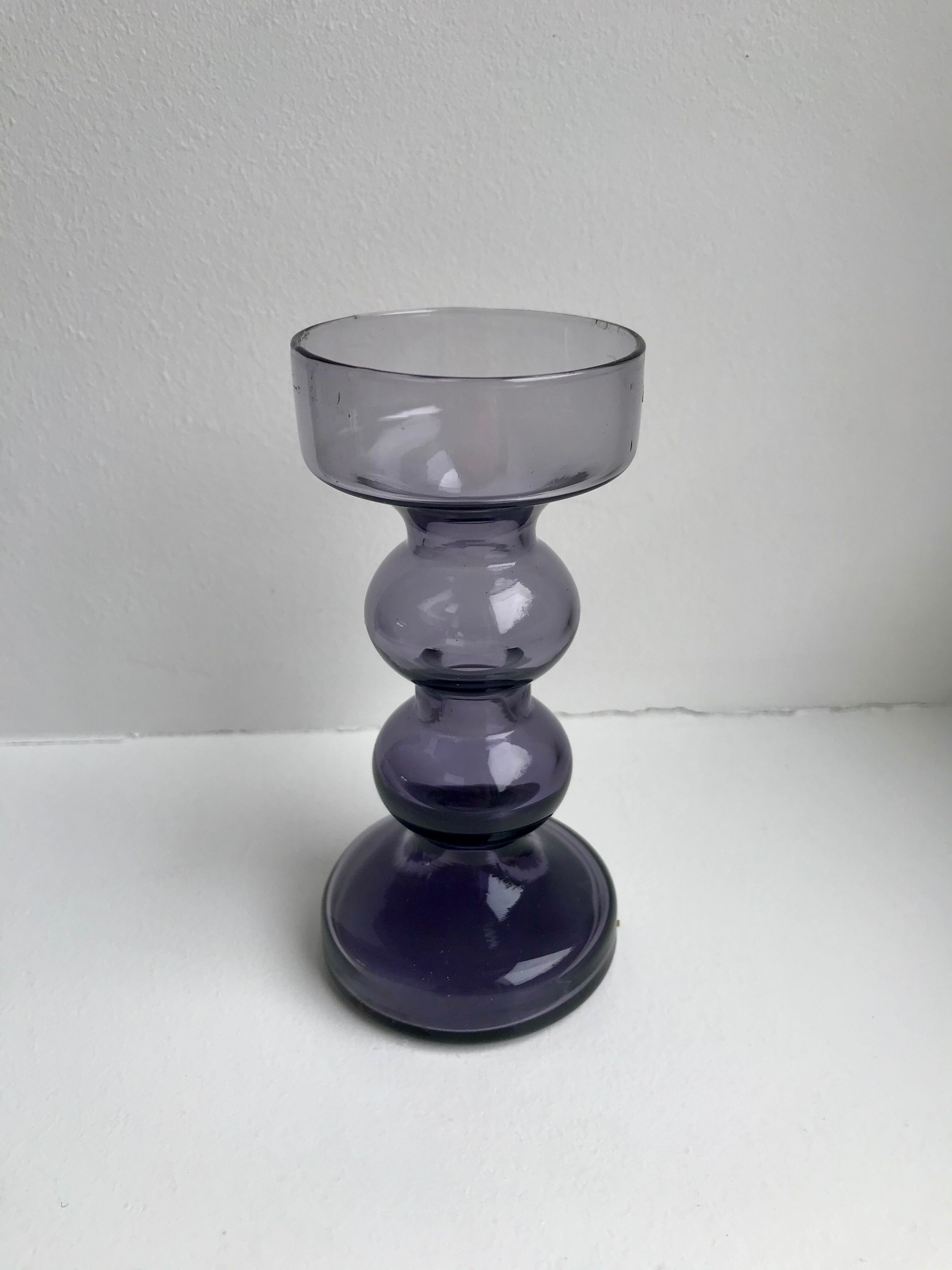 Candlestick diabolo design smoked glass 70s
