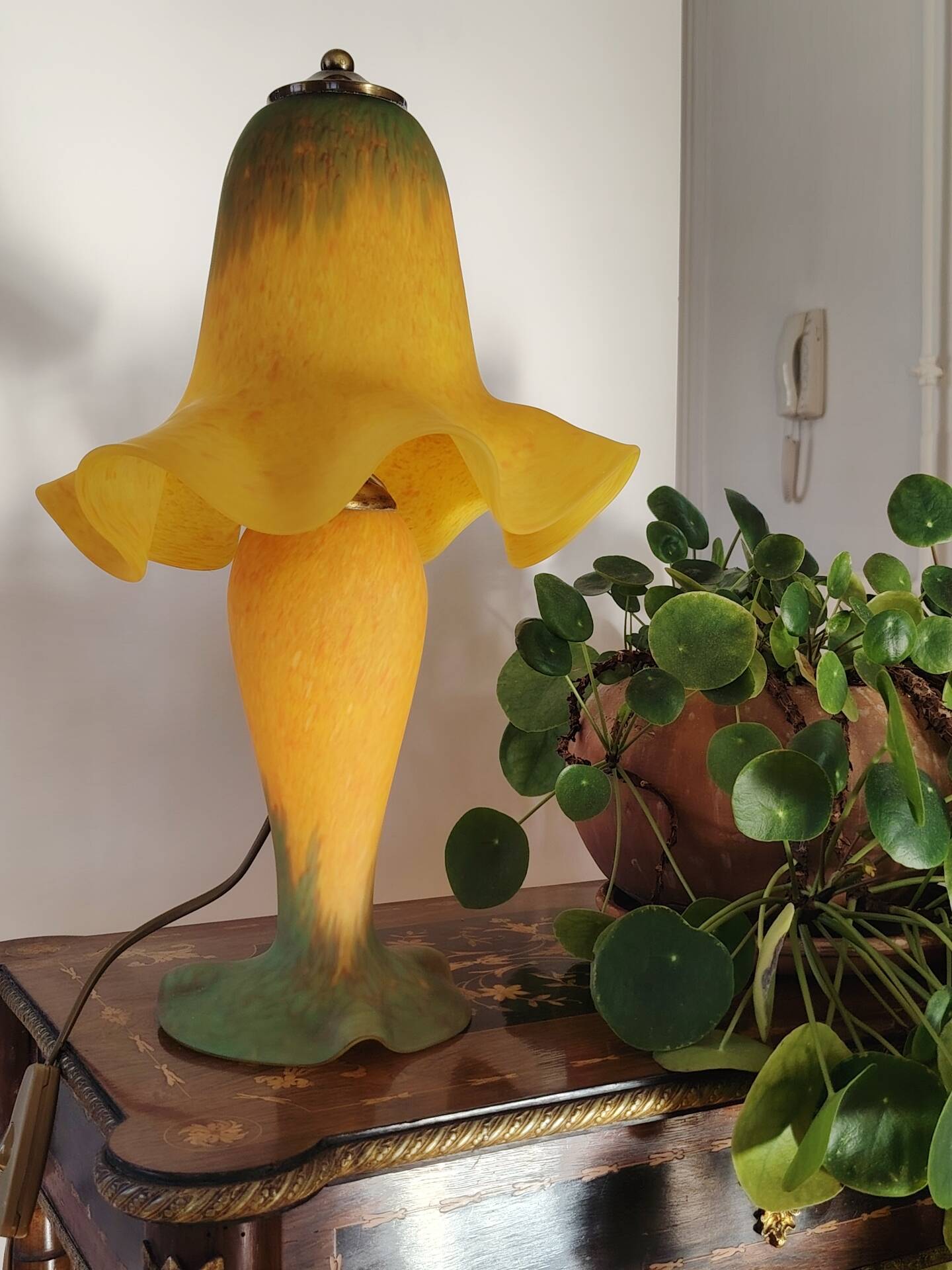 Yellow glass paste mushroom lamp, Art Nouveau style, V. Gifts