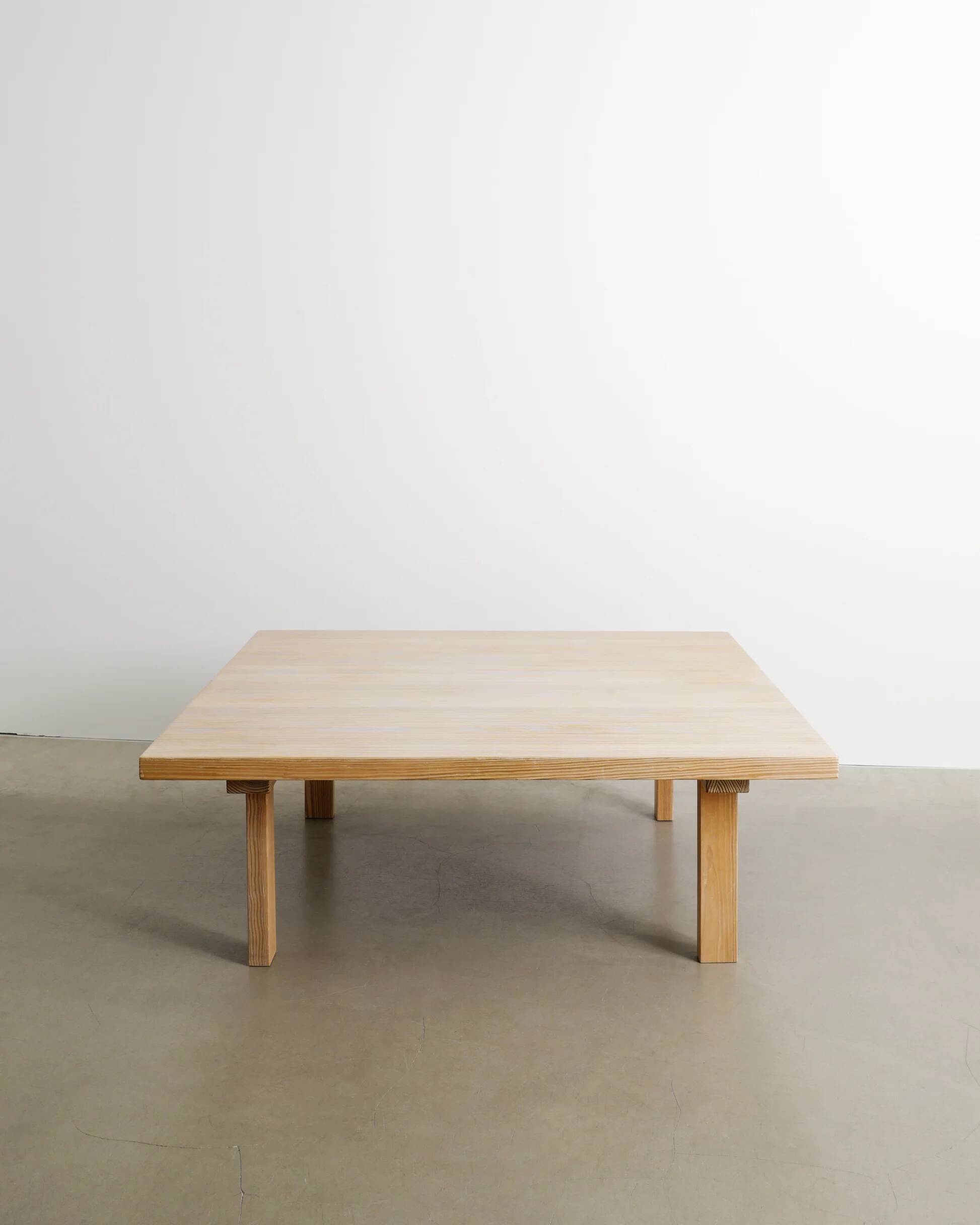 Squared Danish pine sofa table, 1970s