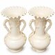 Pair of fine cream earthenware vases from Langeais, decorated with vine.