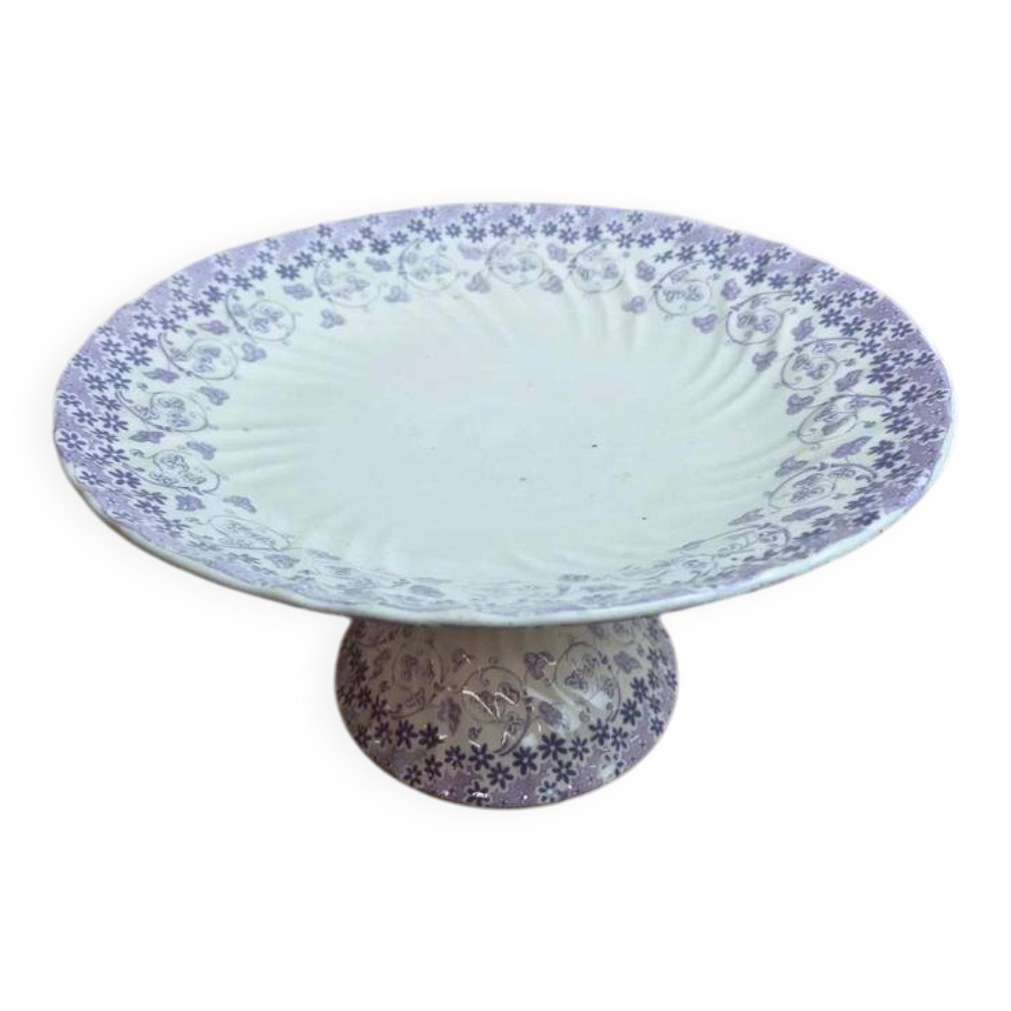 Large compotier Longwy Verveine in earthenware – antique