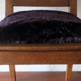 Art nouveau side chair in oak and royal purple velvet, 1900