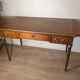 Antique Louis XVI style vintage desk, leather, brass, cherry wood