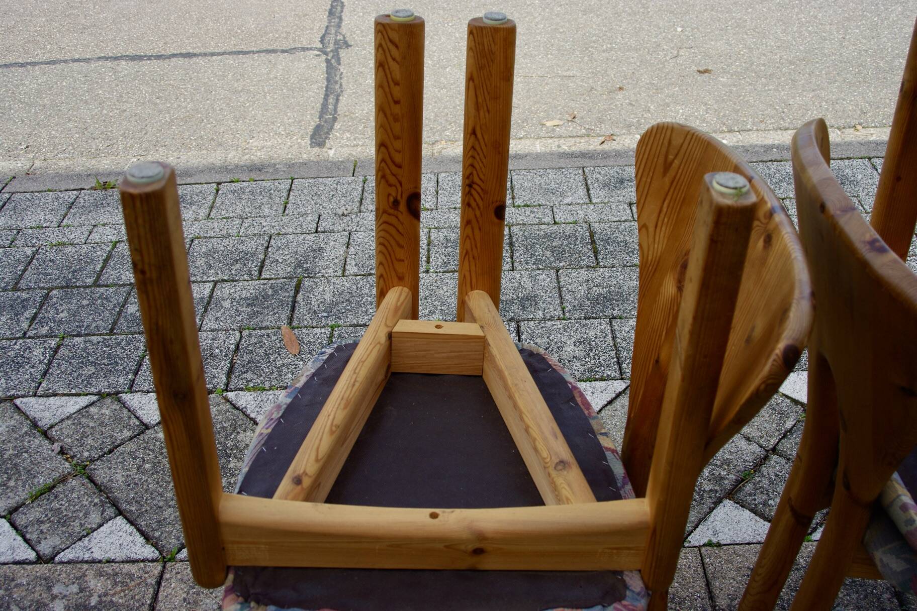 Set of 4 vintage swedish solid pine chairs 1960