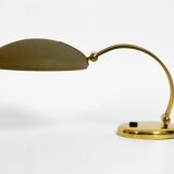 Huge 1970s brass table lamp with adjustable neck and shade from Hillebrand