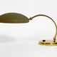 Huge 1970s brass table lamp with adjustable neck and shade from Hillebrand