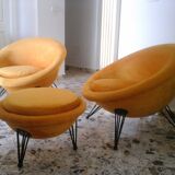 Cocoon armchairs and footrest 1950