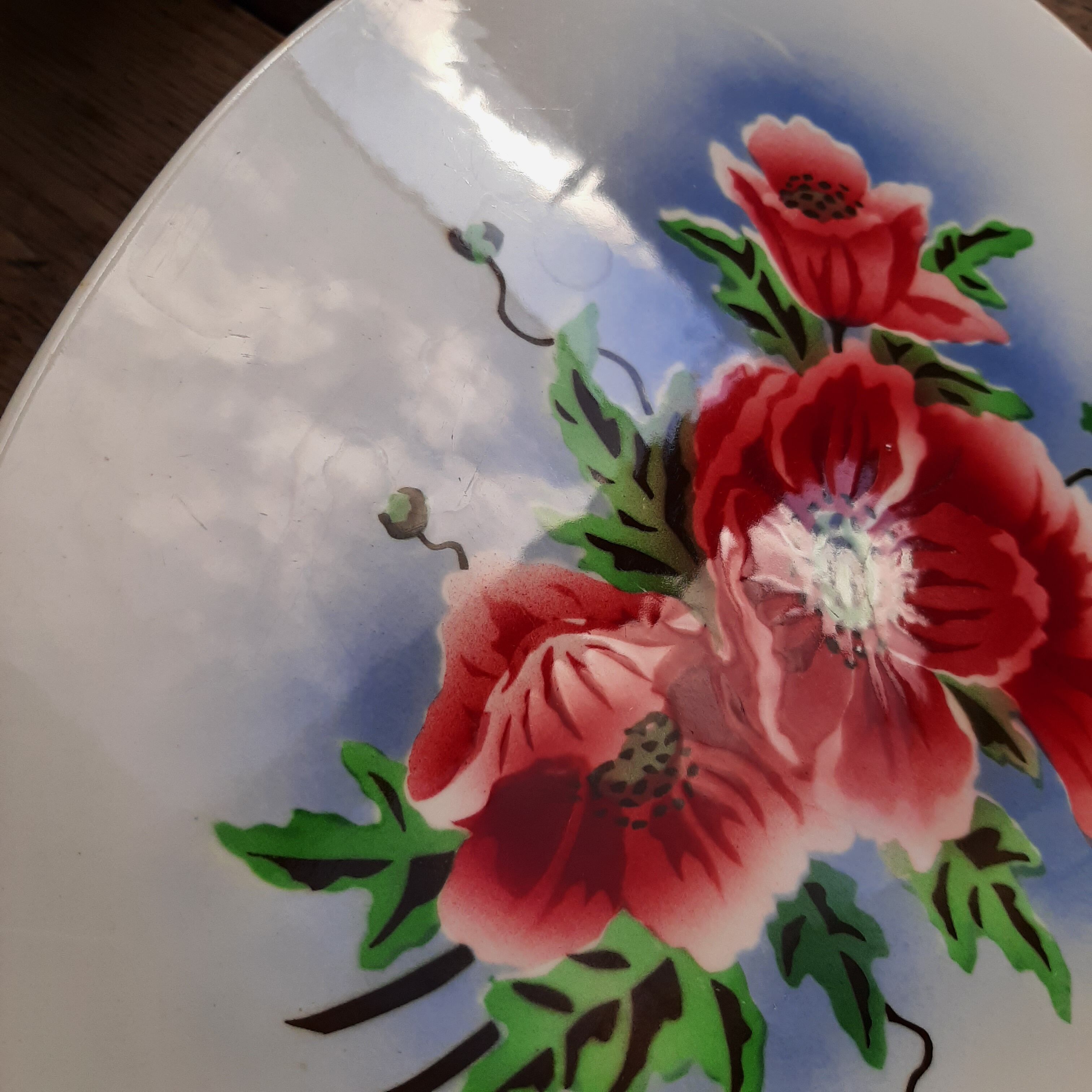 Vintage trivet luneville poppies
