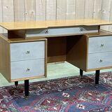 English office of the 70s in blond oak