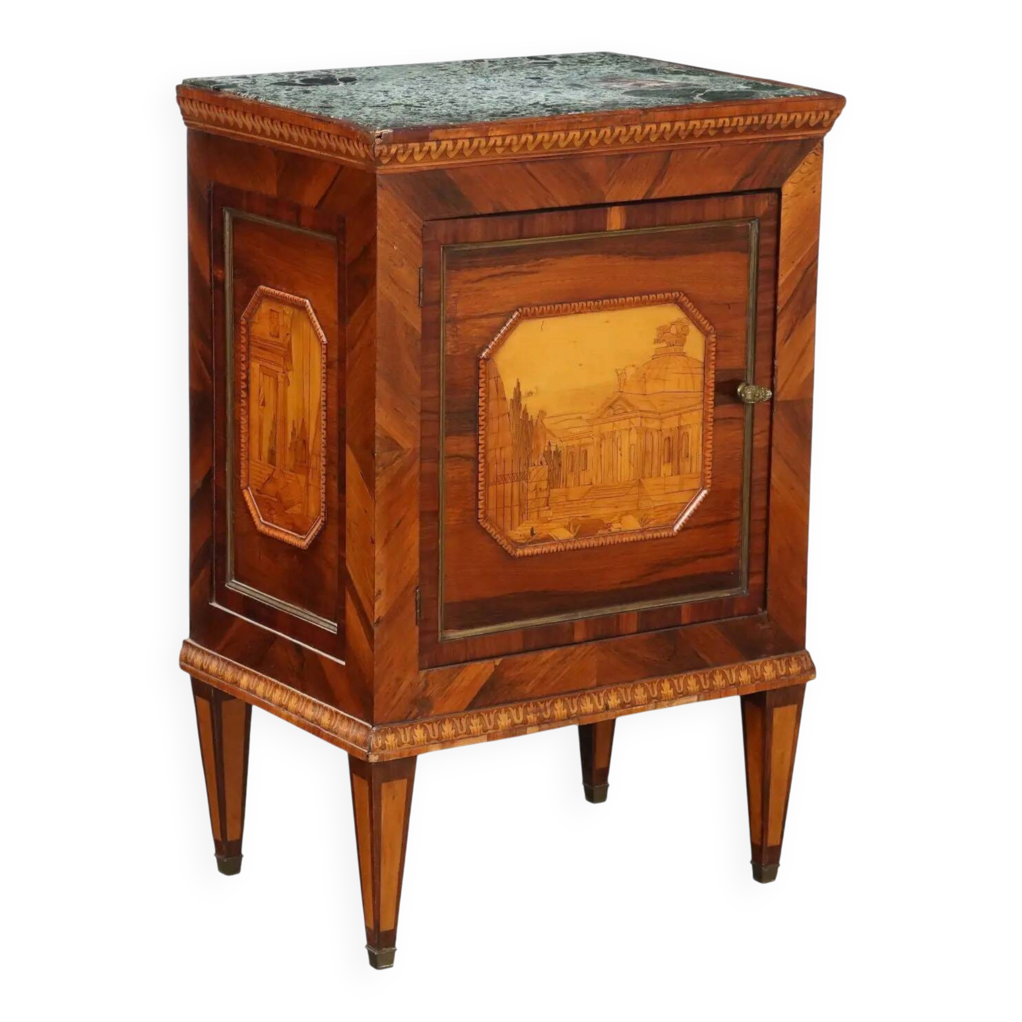 Antique neoclassical bedside table in maple, Italy, 18th century.