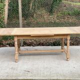 Extendable farmhouse table in raw oak, renovated